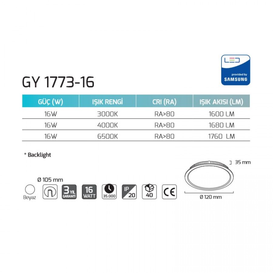 Goya Aydınlatma - GY 1773-16 Triac Dim