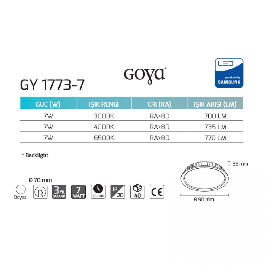 Goya Aydınlatma - GY 1773-7 Triac Dim